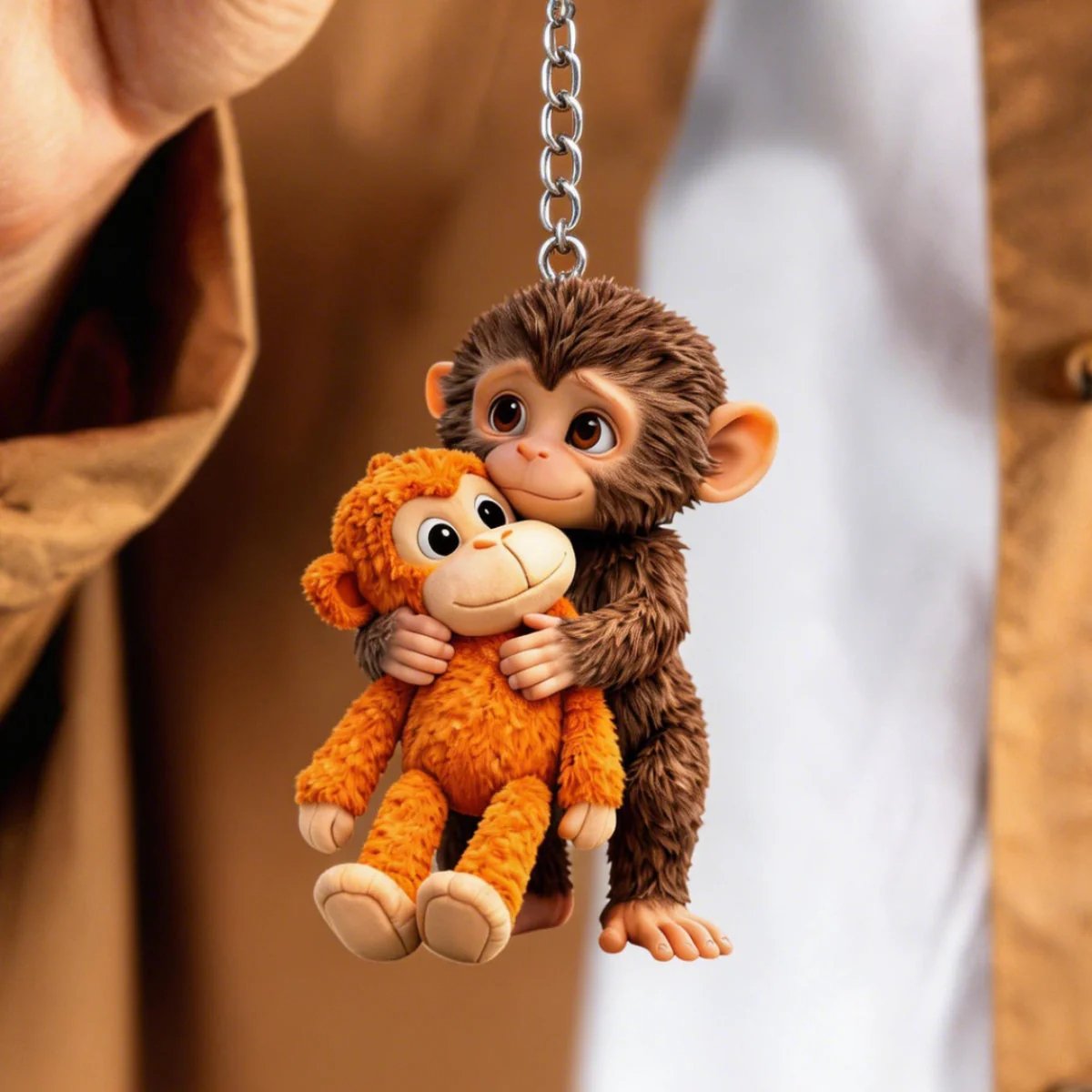 ๐ต 3D Viral Punch Monkey Keychain ๐- Emotional Gift for Animal Lovers, Family, Friends, Loved Ones๐