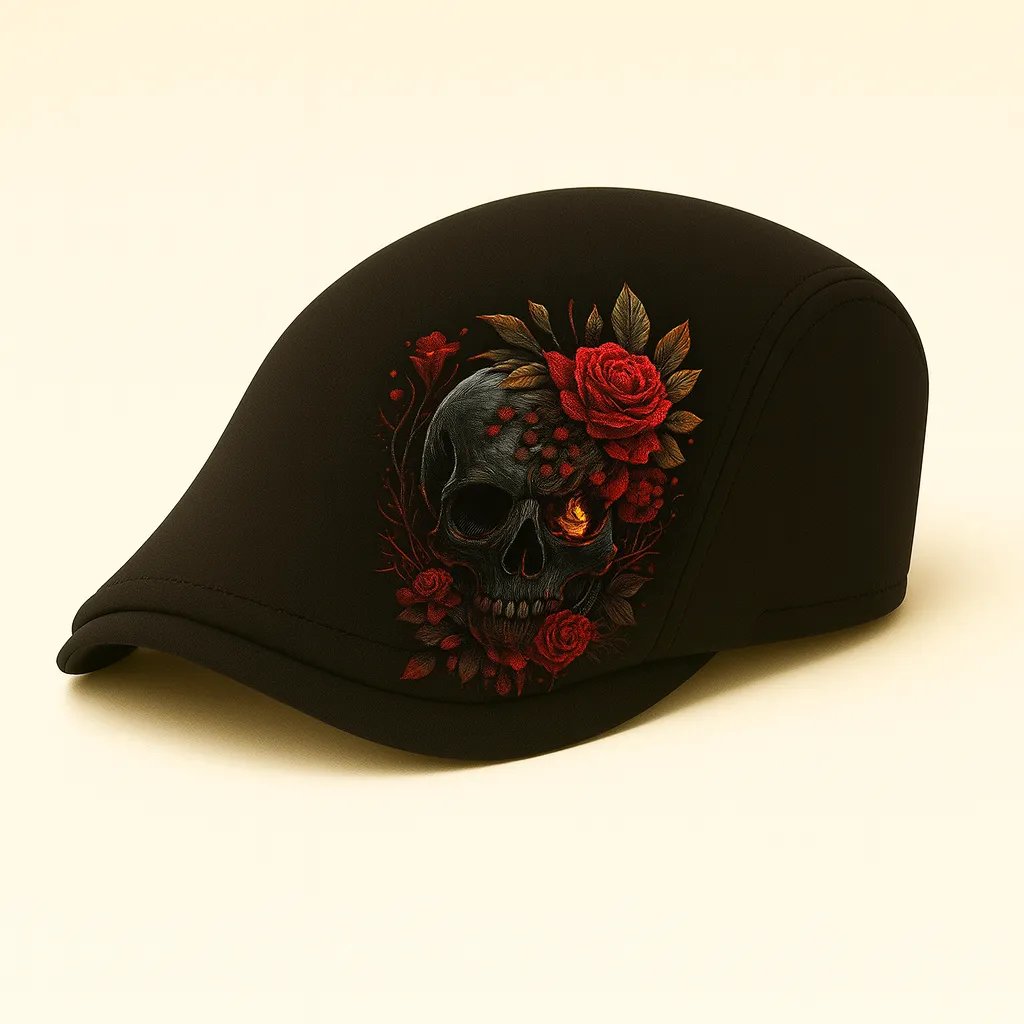 🔥Last Day 49% OFF💀Handcrafted Skull & Thorn Flat Cap🎁