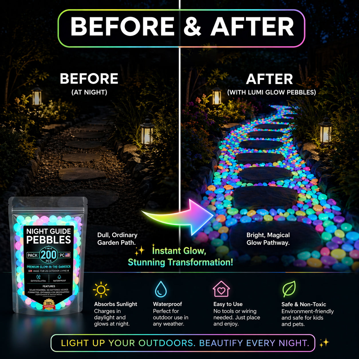 💥LAST DAY SALE 70%OFF💥🌈Colorful Glow in the Dark Garden Stones