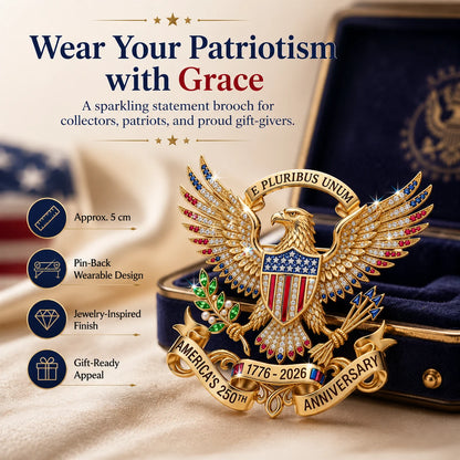 America 250th Anniversary Eagle Brooch Pin with Gift Box