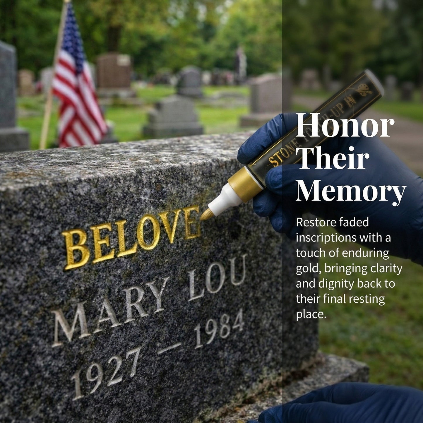 🔥Restore Faded Gravestone Lettering Pen - Make Faded Memorial Text Clear Again