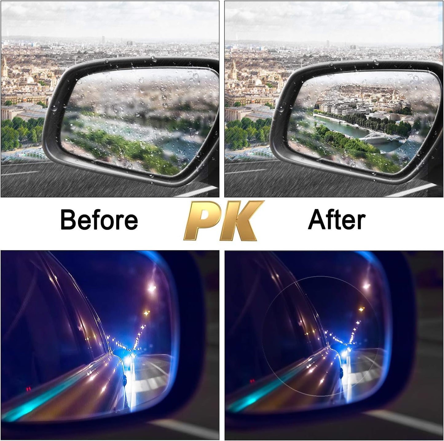 🔥4Pcs Anti-Rain Rearview Mirror Film — Drive Safely in Any Weather 🌧️