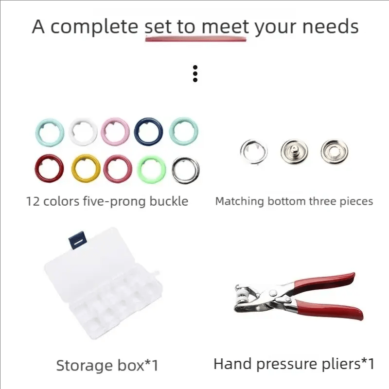 ✨ Effortless No-Sewing Snap Pliers Kit - Instantly Fix & Customize Clothes (100pcs)