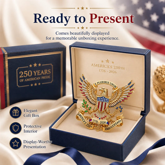 America 250th Anniversary Eagle Brooch Pin with Gift Box