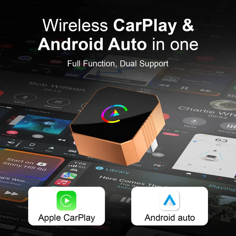 Newest 2026 Wireless CarPlay Adapter for iPhone/Android - Apple 17 Orange Fast Connect No Delay, Hands-Free Calling Wireless Adapter Electronic Charger CarPlay Adapter