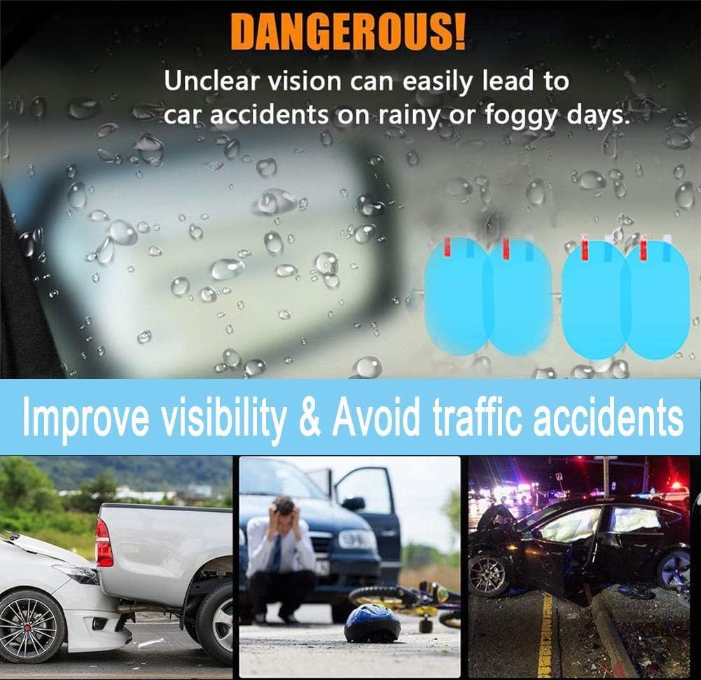 🔥4Pcs Anti-Rain Rearview Mirror Film — Drive Safely in Any Weather 🌧️