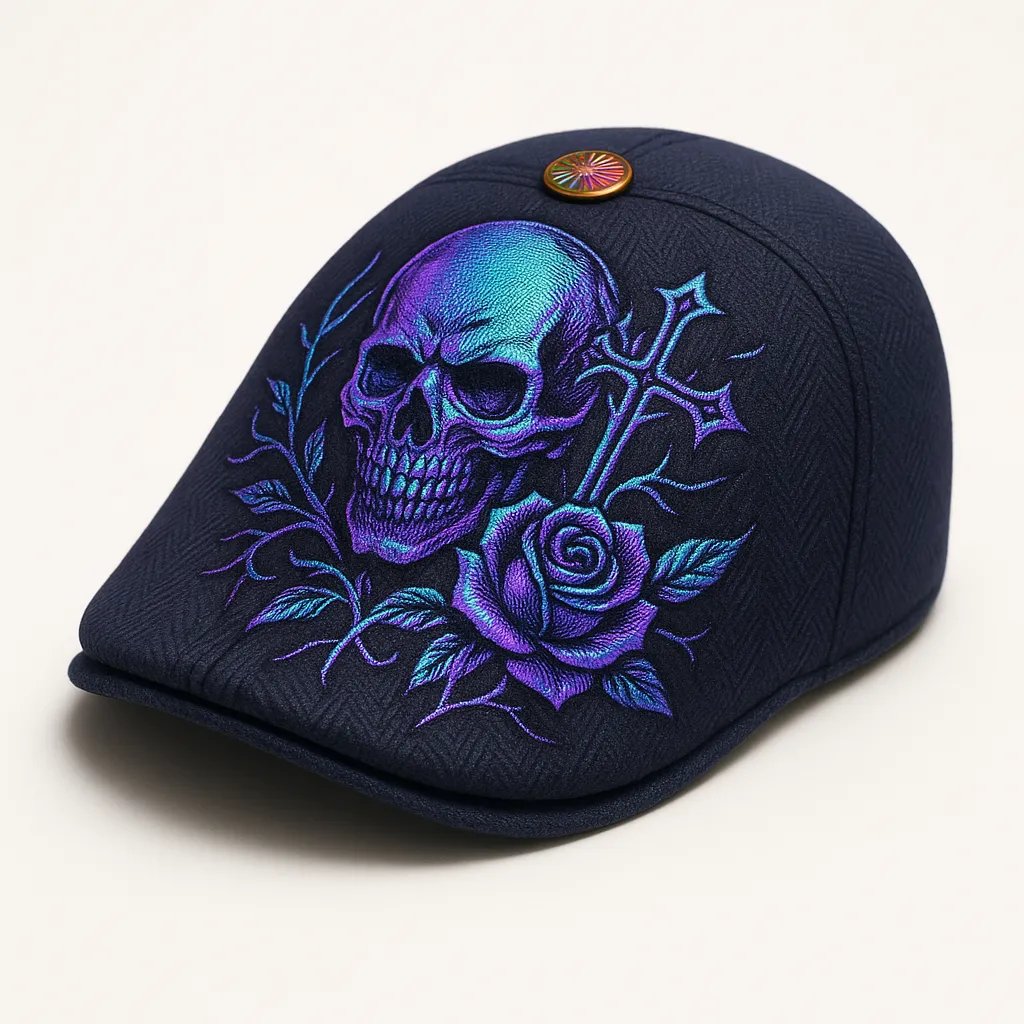 🔥Last Day 49% OFF💀Handcrafted Skull & Thorn Flat Cap🎁