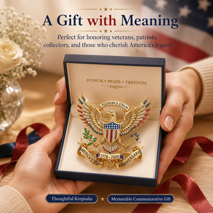 America 250th Anniversary Eagle Brooch Pin with Gift Box