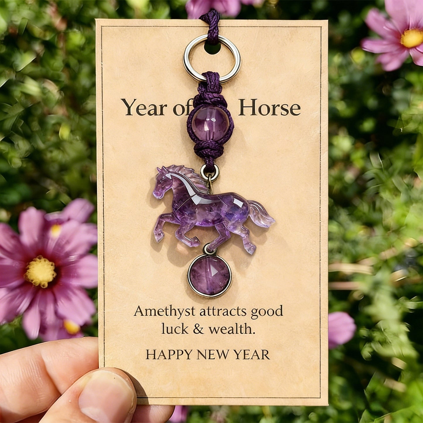 🐎💜Lucky Amethyst Crystal Horse Keychain —✨ A Symbol of Wisdom & Success (2026)