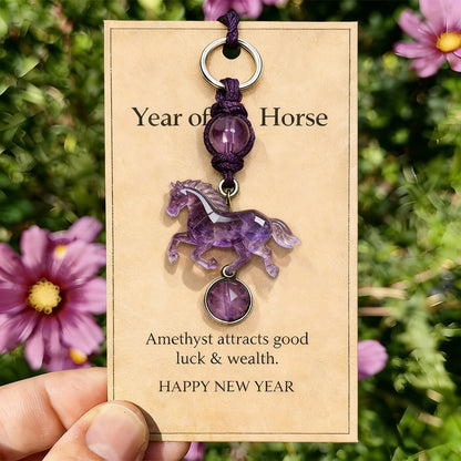 🐎💜Lucky Amethyst Crystal Horse Keychain —✨ A Symbol of Wisdom & Success (2026)