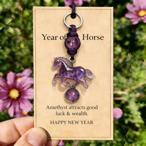 🐎💜Lucky Amethyst Crystal Horse Keychain —✨ A Symbol of Wisdom & Success (2026)