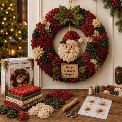 🔥49% Off Last Day -Buy 2+ & Get Free Shipping🎄 3D Fabric Poke Wreath DIY Kit