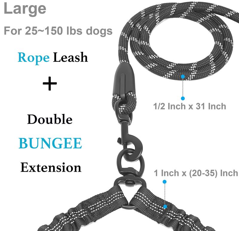 🐾LAST DAY SALE 49% OFF🐶Heavy Duty Dog Leash with Shock Absorbing Bungee for Walking 2 Dogs (25-150 lbs)