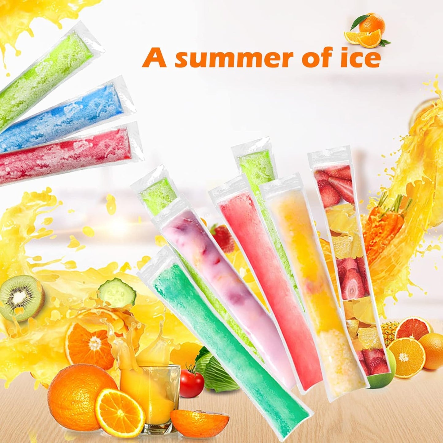 🔥100PCS DIY Ice Pop Bags – Make Healthy Homemade Pops in Minutes