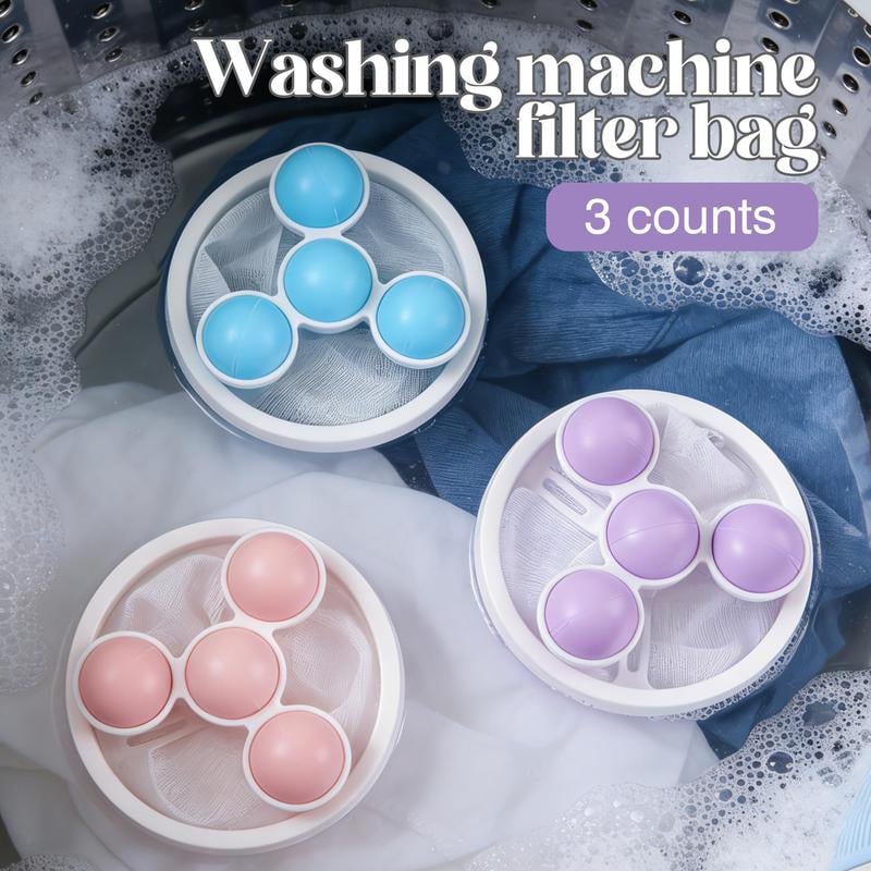 🫧3 Pack Reusable Floating Washing Machine Hair Filter Bags - Pet Hair Lint Catcher
