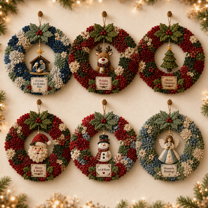 🎄 3D Fabric Poke Wreath DIY Kit