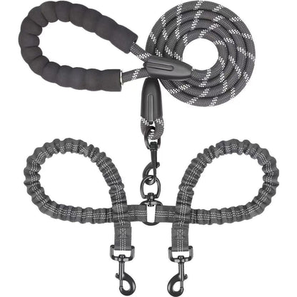 🐾LAST DAY SALE 49% OFF🐶Heavy Duty Dog Leash with Shock Absorbing Bungee for Walking 2 Dogs (25-150 lbs)