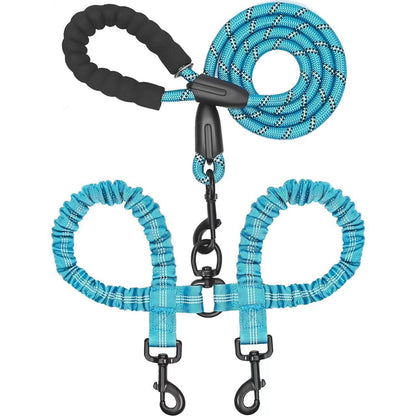 🐾LAST DAY SALE 49% OFF🐶Heavy Duty Dog Leash with Shock Absorbing Bungee for Walking 2 Dogs (25-150 lbs)