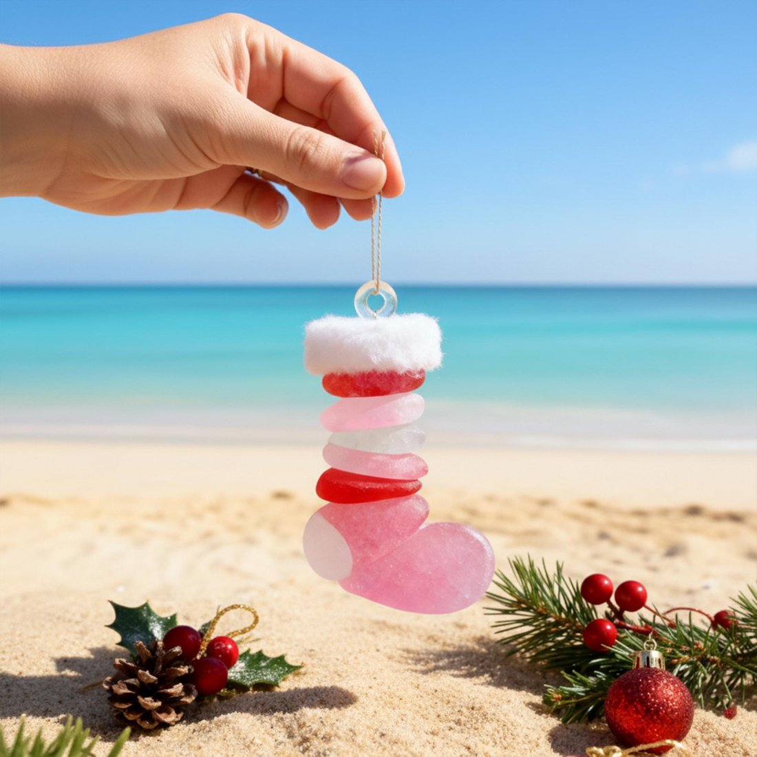 🔥Last Day 49% OFF -🌊Handmade Sea Glass Christmas Ornament