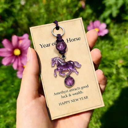 🐎💜Lucky Amethyst Crystal Horse Keychain —✨ A Symbol of Wisdom & Success (2026)