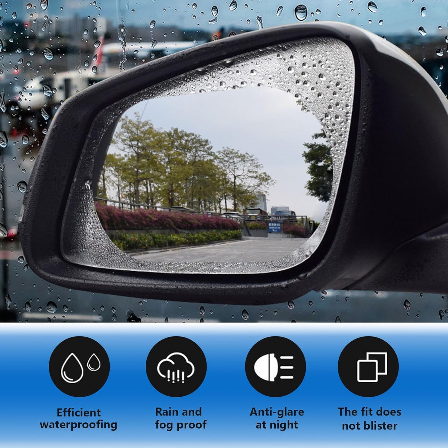 🔥4Pcs Anti-Rain Rearview Mirror Film — Drive Safely in Any Weather 🌧️