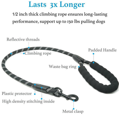 🐾LAST DAY SALE 49% OFF🐶Heavy Duty Dog Leash with Shock Absorbing Bungee for Walking 2 Dogs (25-150 lbs)
