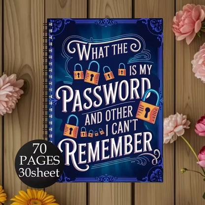 📅Funny Password Notebook - Spiral Bound with Lock Icons & Funny Security Phrases✍️