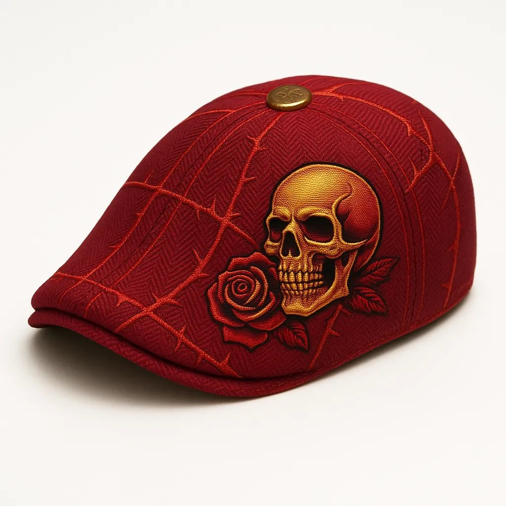 🔥Last Day 49% OFF💀Handcrafted Skull & Thorn Flat Cap🎁