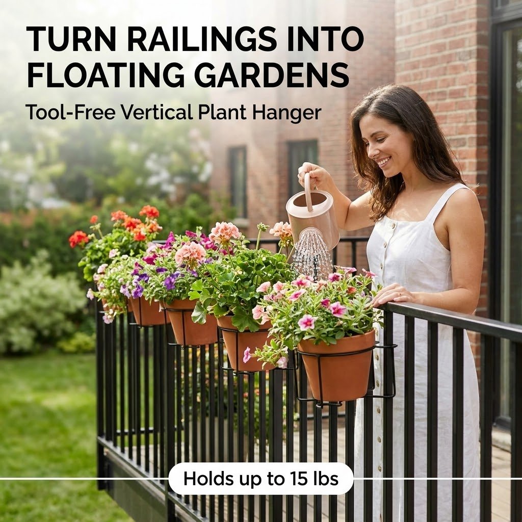 Tool-Free Balcony & Railing Plant Hanger