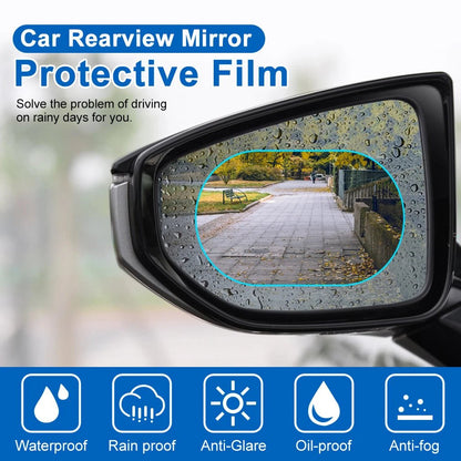 🔥4Pcs Anti-Rain Rearview Mirror Film — Drive Safely in Any Weather 🌧️