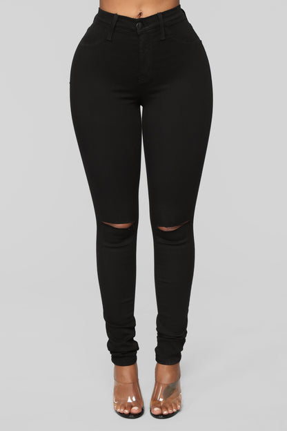 Skinny Jeans mit schmaler Taille - Schwarz